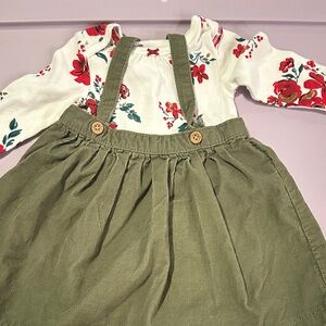 Carter's Floral Top and Olive Skirt Set